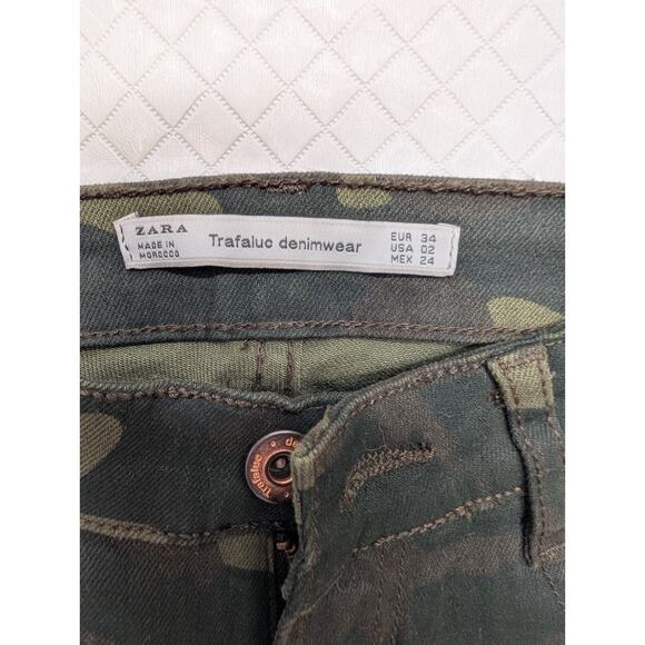Zara Womens Jeans Multicolor Size 2 Mid Rise Moto Denim Camo Cotton Blend - Picture 5 of 16